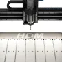 Shapeoko HDM V3 CNC router with its aluminum hybrid table, black gantry, and water-cooled spindle shown from the front