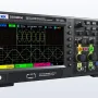 Hantek DSO2D20 series two-channel digital oscilloscope showing waveforms on its screen