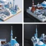 Four views of a miniature city model