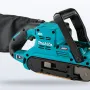 Makita 40V max XGT cordless belt sander with its black dust bag and large front handle