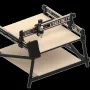 Rendering of a Onefinity Gen 2 Elite CNC router on a black background, showing the bronze-colored gantry with the Onefinity name and a plywood table
